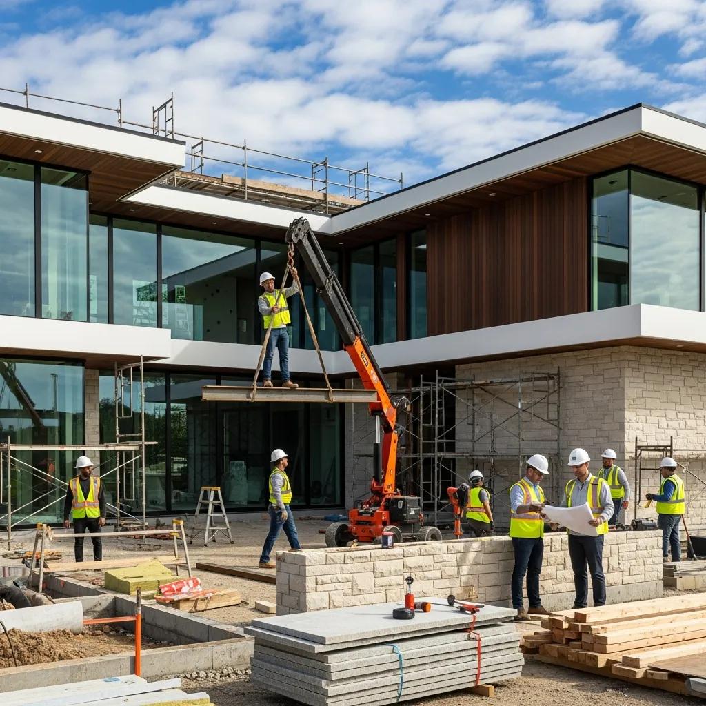 Client discussing project details with a custom home builder in an office
