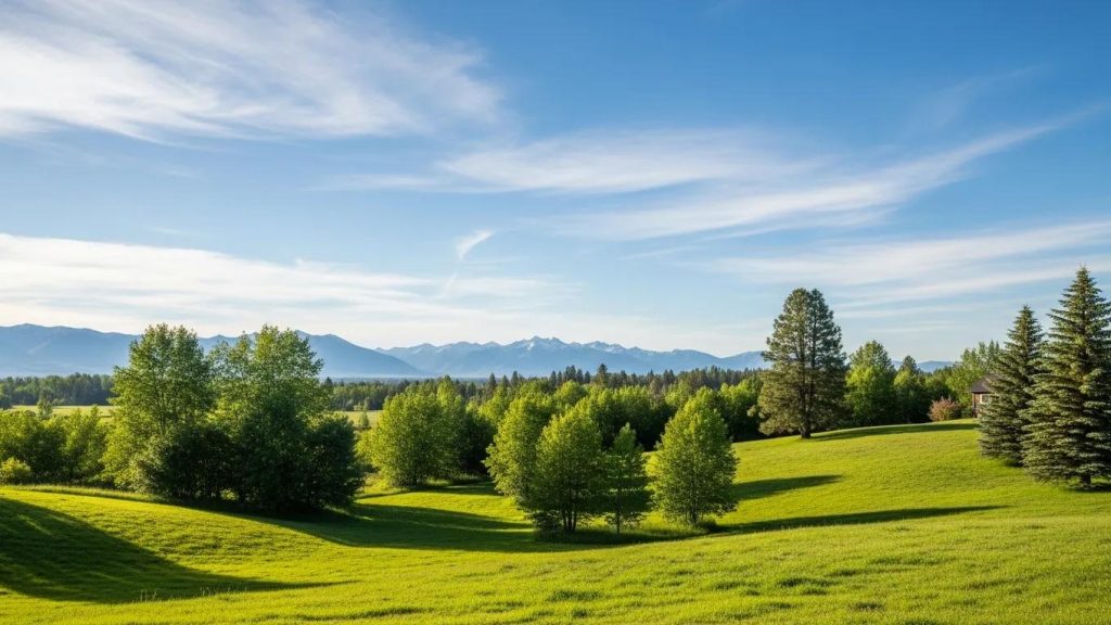 Beautiful landscape ideal for custom home building, showcasing lush greenery and mountains