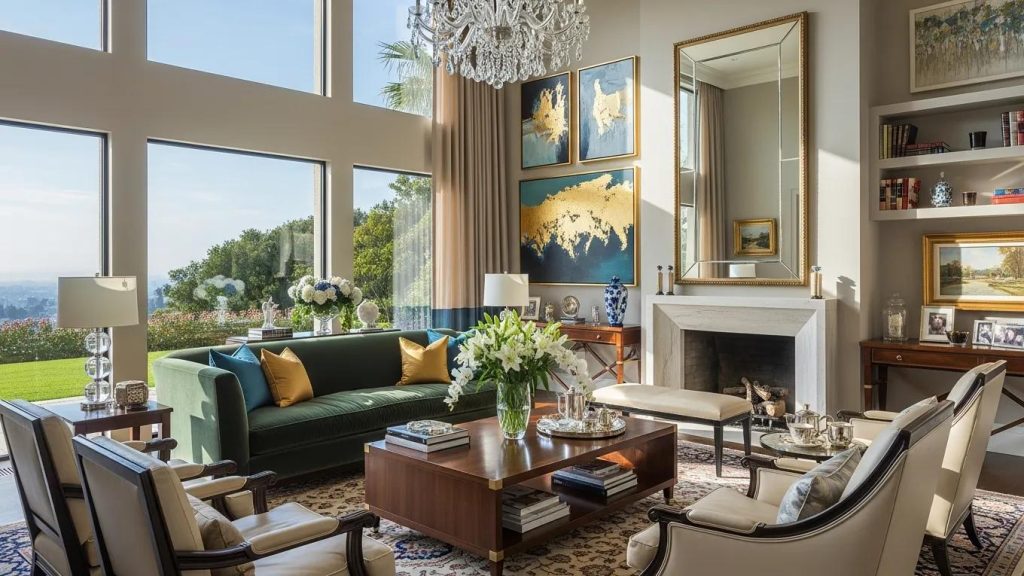 Luxurious home interior with elegant design elements and natural light